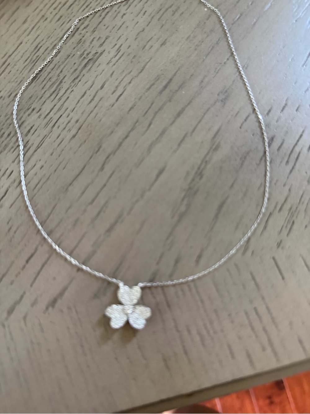 Delicate Silver Four-Leaf Clover Pendant Necklace - 14 k white gold